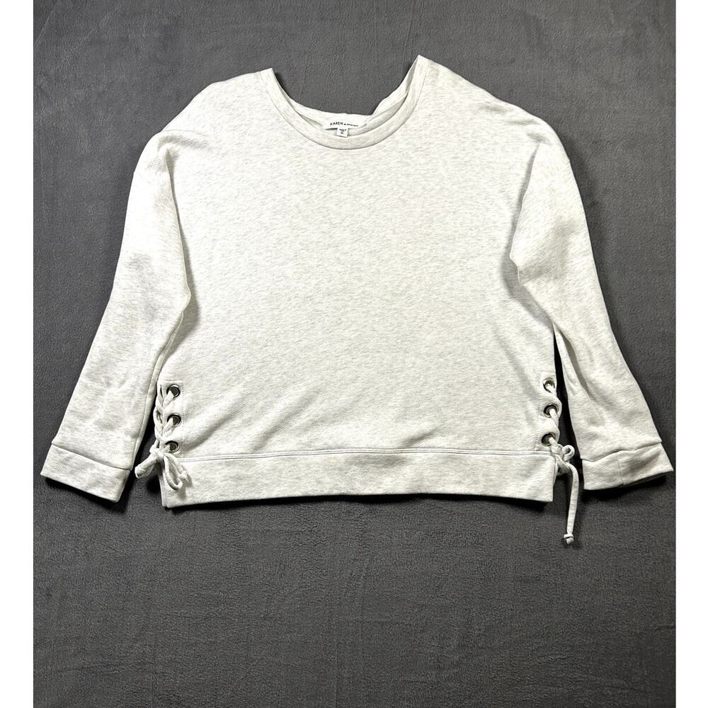 Karen by Karen Kane Sweatshirt Women's Cream Cotton Lace‎ Up Side Tie Casual XL